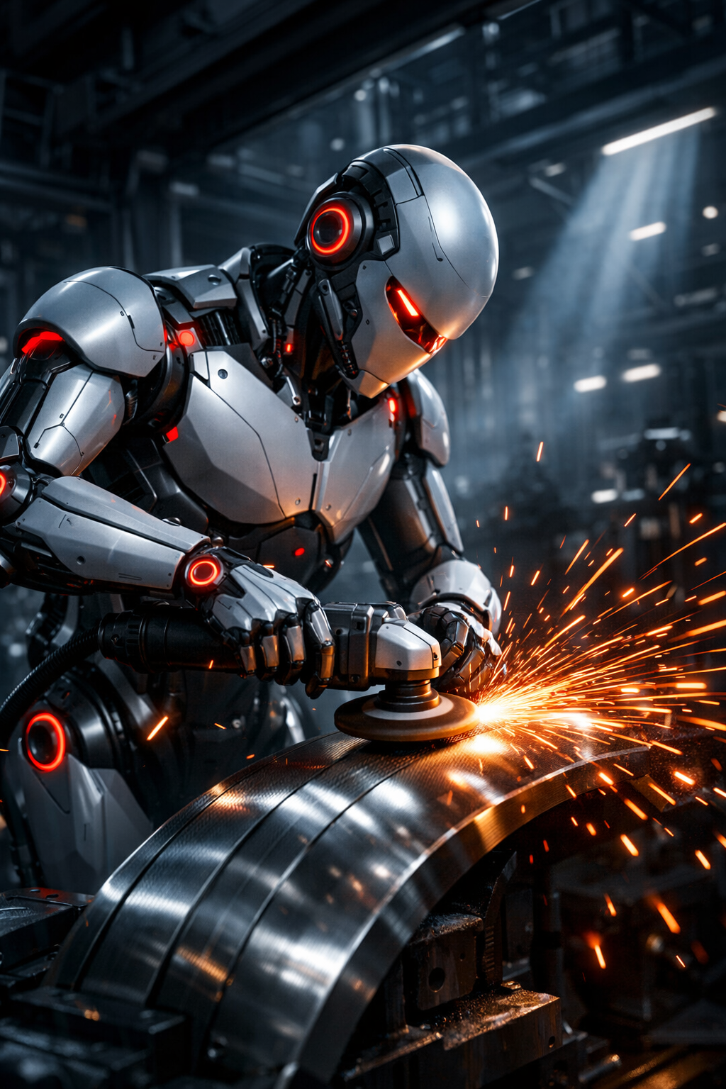 Humanoid robot polishing with sparks